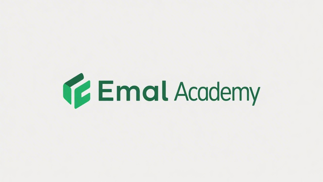 Simple emerald wordmark logo for Emerald Growth Academy with clean sans-serif lettering, minimal icon, and balanced spacing for professional education branding.